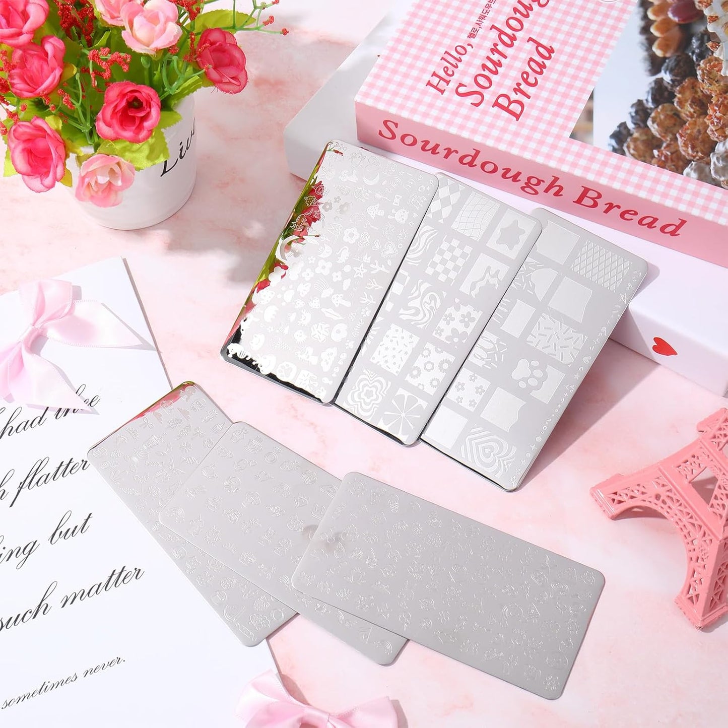 Whaline 6Pcs Kids Nail Plates Stamping Set Cute Animal Floral Dessert Stamp Templates Nail Art Plates for DIY Print Manicure Salon Design-Velvo Beauty