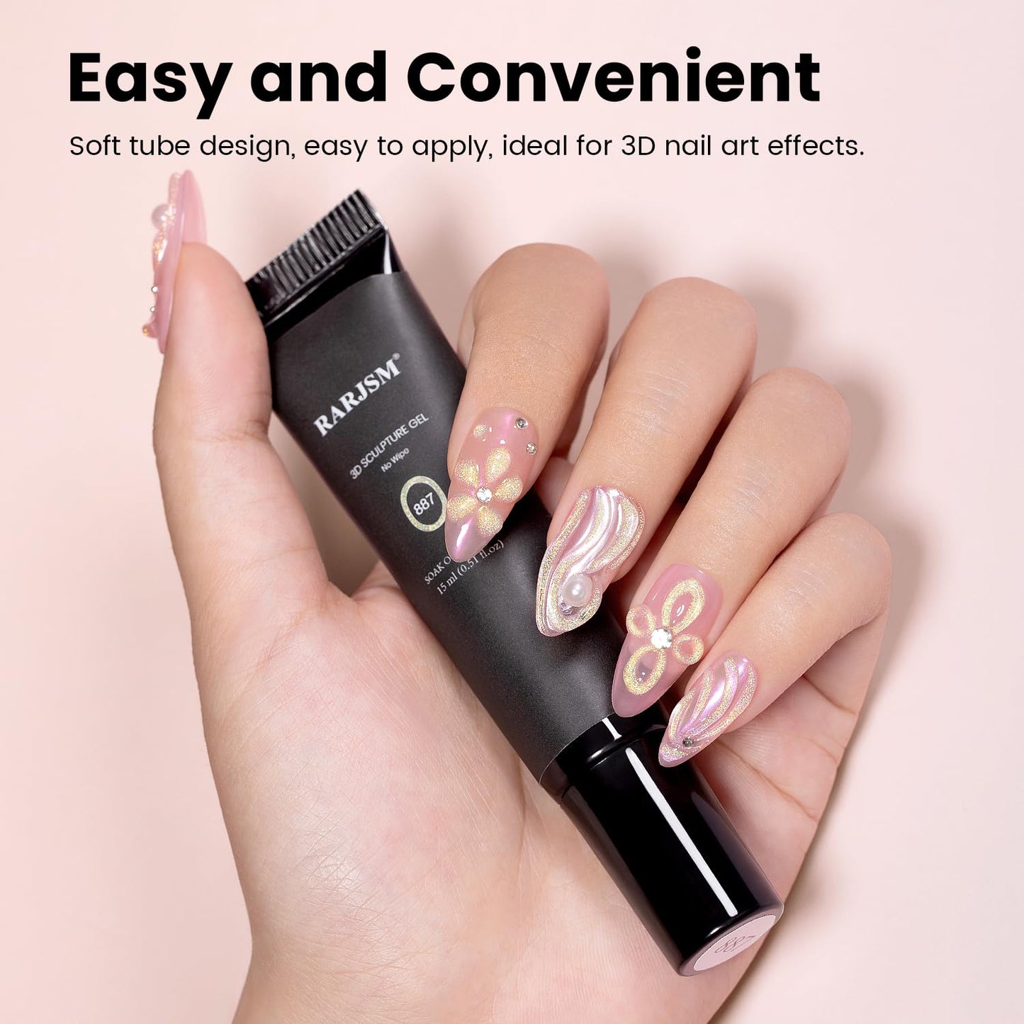 RARJSM 3D Nail Art Sculpture Gel Nail Polish Multi Color Pearlescent Yellow Green Glitter No Wipe DIY Drawing Hard Nail Craving Sculpting Gel UV LED Curing Requires Nail Decoration Manicure Design-Velvo Beauty