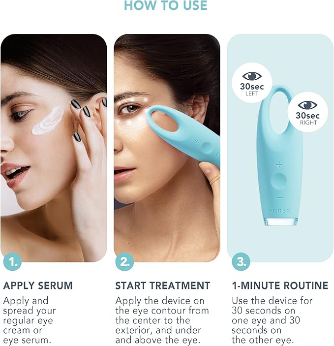FOREO IRIS Eye Massager Dark Circle Remover & Eyebag Remover Eye Depuffer Anti Aging Increases Absorption of Eye Mask Essences| Waterproof 2-year Warranty Mint-Velvo Beauty