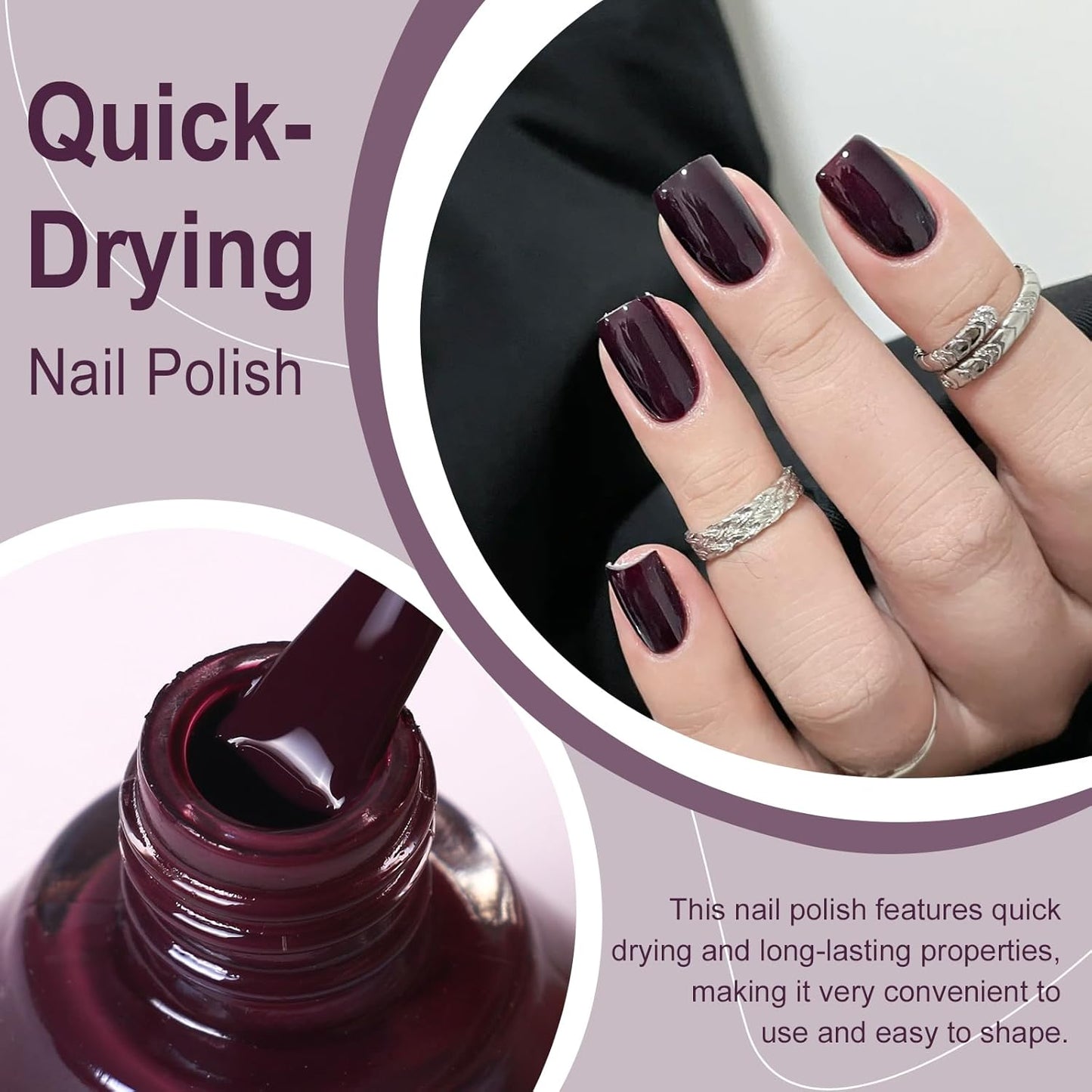 Major Dijit Deep Plum Quick Dry Regular Nail Polish - Nail Art Lacquer, 0.41 Fl Oz-Velvo Beauty