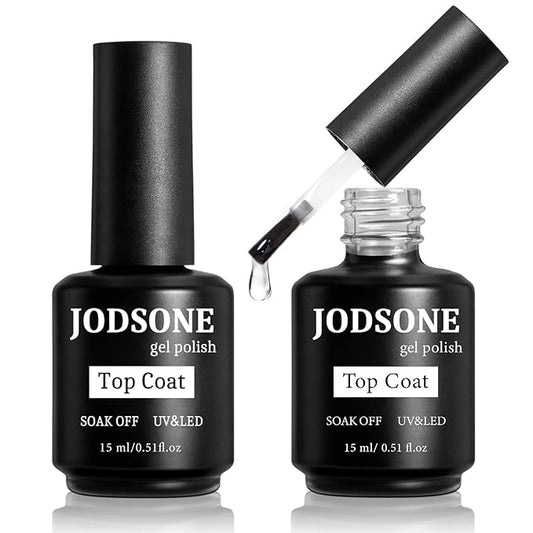 JODSONE 2 Bottles 15ml of Top Coat Gel Polish No Wipe Help Bright Manicure Need Lamp Cured-Velvo Beauty