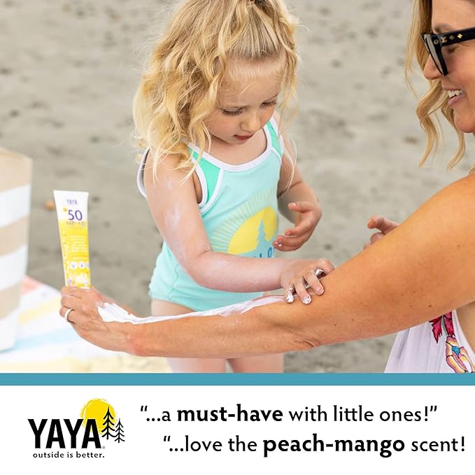 YAYA ORGANICS Baby + Kids Mineral Sunscreen with Free Sponge Applicators, SPF 50, Reef-Friendly, Non-Nano Zinc Oxide, Hypoallergenic, 3 oz, 2-pack-Velvo Beauty