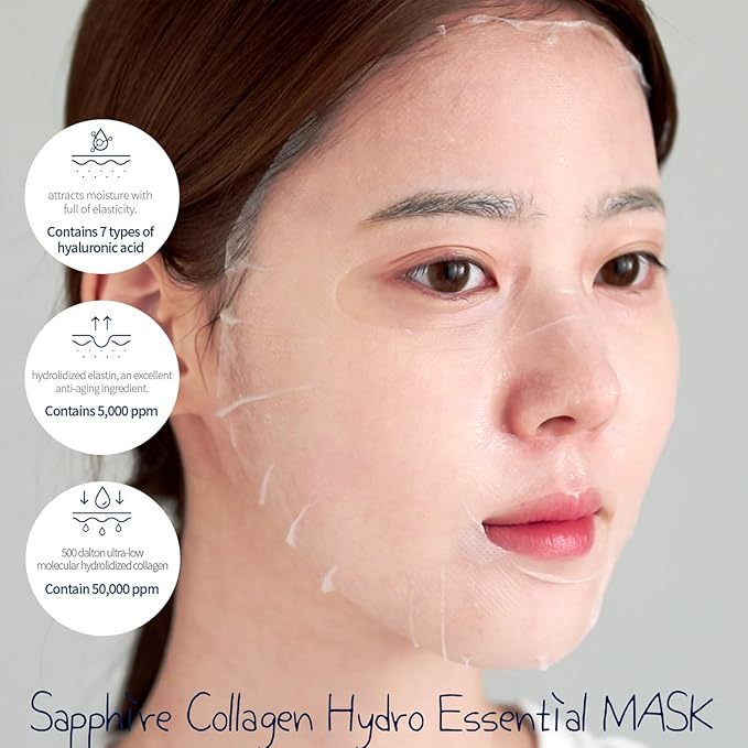 WELLDERMA Sapphire Collagen Hydro Essential Mask 10 Sheets Skin Soothing Calming-Velvo Beauty
