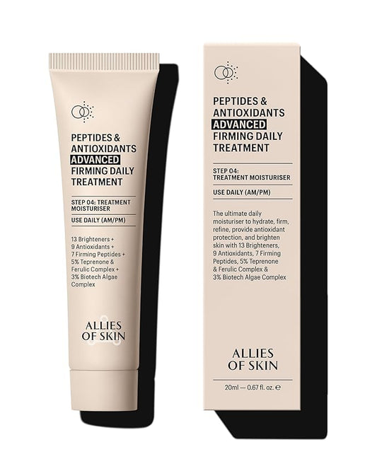 Allies of Skin Peptides & Antioxidants Advanced Firming Daily Treatment with 13 Brighteners, 9 Antioxidants, 7 Firming Peptides, 5% Teprenone & Ferulic Complex and 3% Biotech Algae Complex 20ml/0.67oz-Velvo Beauty