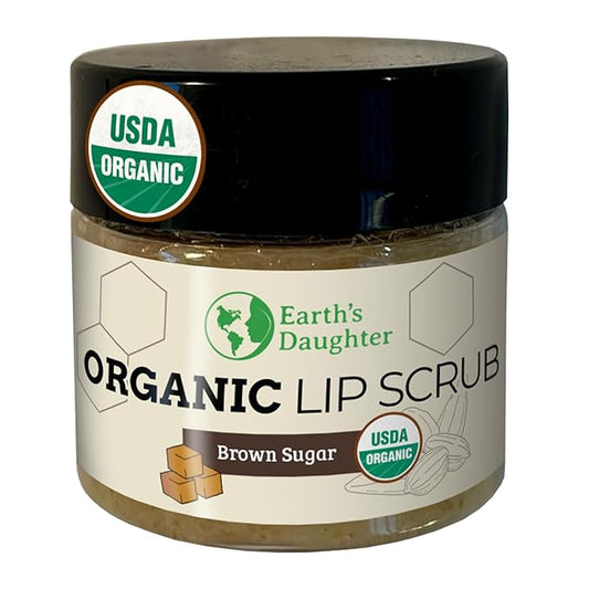 Organic Brown Sugar Lip Scrub – 0.7oz – USDA Organic Lip Exfoliator Scrub for Dry Lips - Fair Trade, Brown Sugar, Jojoba Oil, Beeswax, Coconut Oil - Lip Scrubber Exfoliator For Lip Care-Velvo Beauty