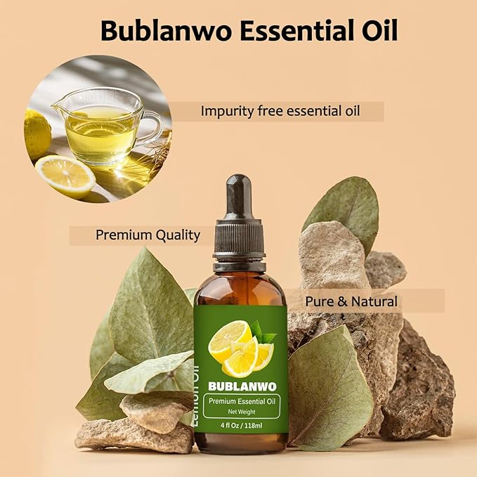 Lemon Essential Oil for Hair Scalp Massage 100% Pure and Natural Massage Aromatherapy 4 Fl Oz 118ML-Velvo Beauty