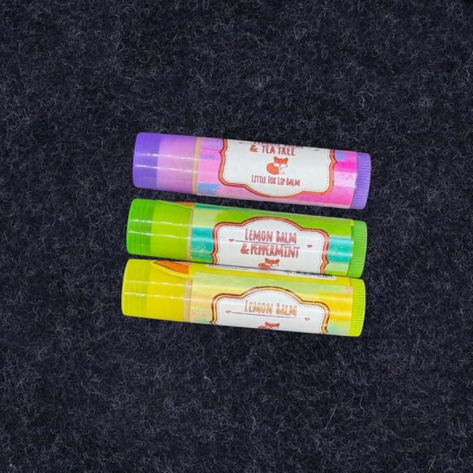 Mix Pack. Lemon Balm Organic Lip Balm for Cold Sores, 100% Plant Based, 3 x 0.16 Ounces Tubes, Lemon Balm, Lemon Balm & Tea Tree, Lemon Balm & Peppermint-Velvo Beauty