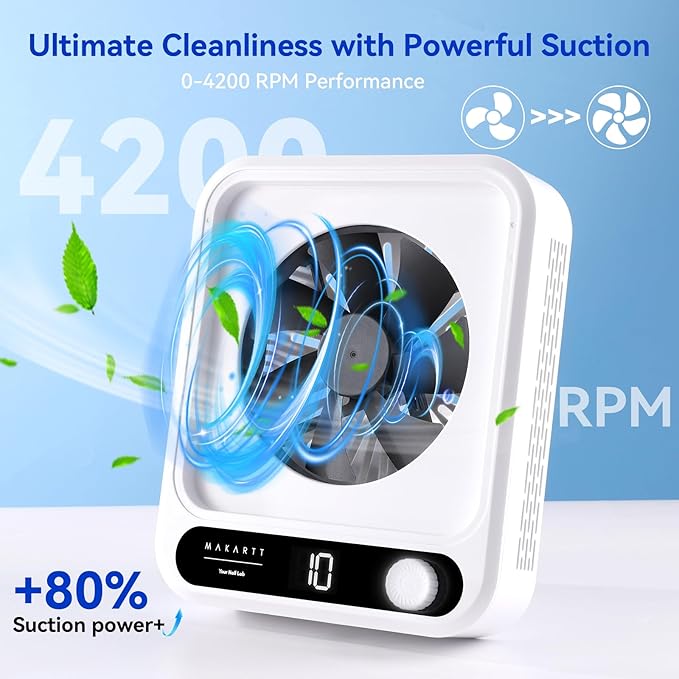 Makartt Nail Dust Collector - Professional Powerful Suction Larina Dust Collector Nail Tech LED Display, Adjustable Speed Reusable Filter, Strainer Panel for Acrylic Nail Polishing Manicure Salon Home-Velvo Beauty