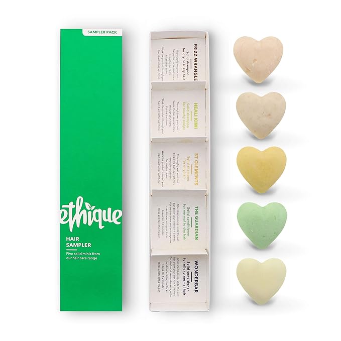 Ethique Hair Sampler - Shampoo & Conditioner - Plastic-Free, Vegan, Cruelty-Free, Eco-Friendly, 5 Travel Bars (Pack of 1)-Velvo Beauty