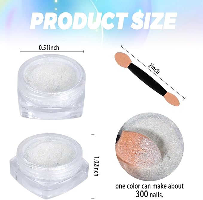 Laza Chameleon Pearl Chrome Nail Powder, 8 Colors Glazed Donut Metallic Mirror Effect Pigment, Iridescent Aurora Nail Glitter Holographic Dust Kit for Gel Nail Art Decoration, Gifts – Gorgeous Mermaid-Velvo Beauty