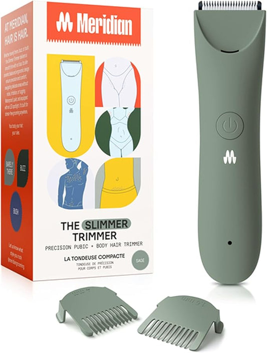 MERIDIAN Slimmer Trimmer – Electric Razor for Women, Bikini Line & Pubic Hair Trimmer, Rechargeable & Waterproof, Painless, Flawless Shave for Sensitive Skin, Gentle, Quiet & Travel-Friendly, Sage-Velvo Beauty