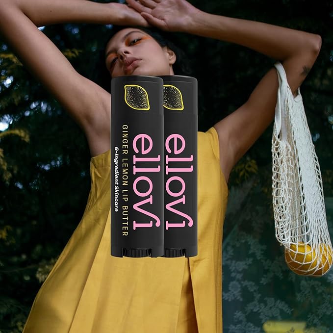 Natural Lip Butter Lip Balm - Ginger Lemon - Pure Enough to Eat - Made With Just 6 Vegan Ingredients - 100% Natural & Organic Moisturizing Lip Care for All Day Hydration (2-Pack)-Velvo Beauty