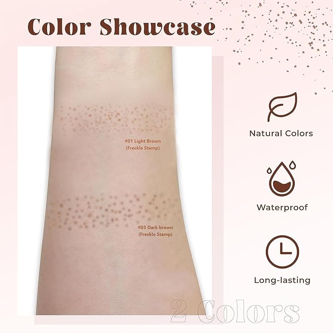 Freckle Stamp - Freckle Pen Waterproof, Long Lasting Fake Freckles, Quick Dry 5-Point Faux Freckles Stamp Cushion Stain Marker in One Press Natural and Lifelike Sunkissed Pencil Tool Makeup (#1-Light)-Velvo Beauty