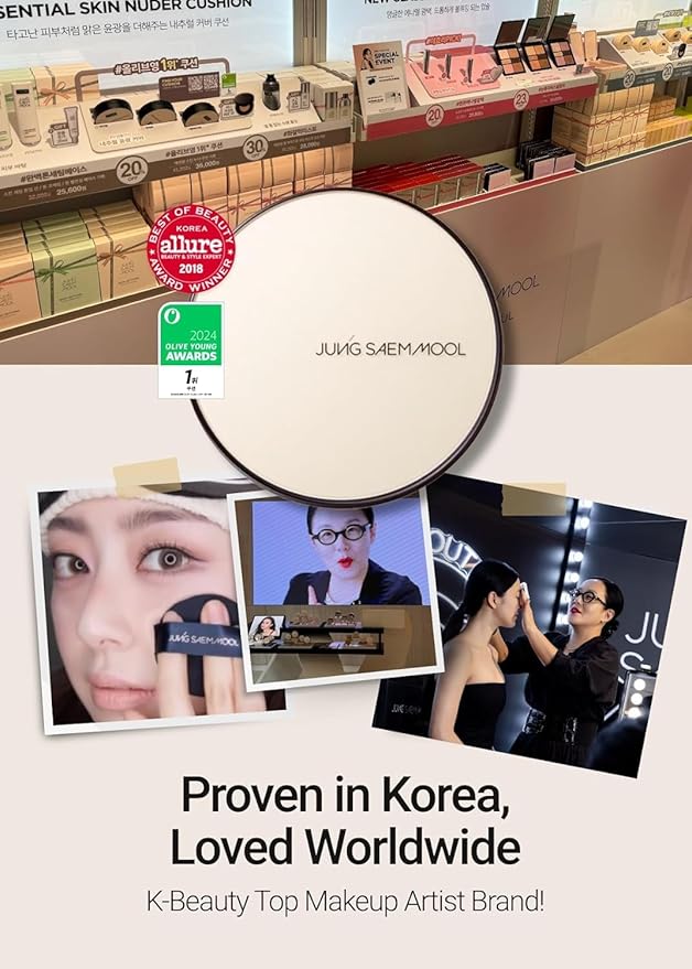 [JUNGSAEMMOOL OFFICIAL] Essential Skin Nuder Cushion (06 Pink Light) | Refill Not Included | Natural Finish | SPF50 Broad Spectrum | Makeup Artist Brand | Cream Foundation-Velvo Beauty