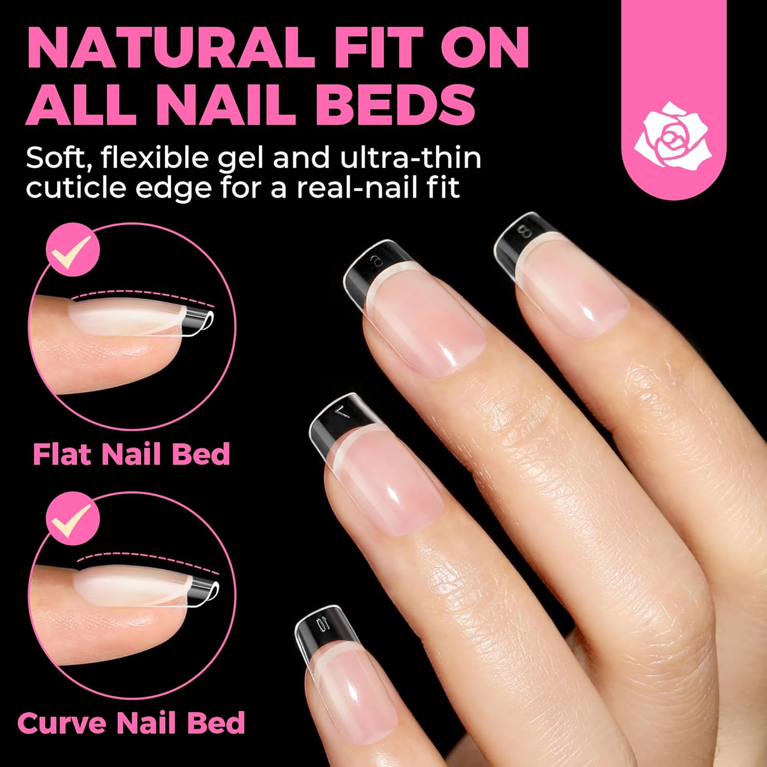 UNA GELLA Nail Tips Square: 504PCS Short Square Nail Tips Pre Etched Gel Fake Nails Tips, No C Curve For Women DIY Nail Extension French Style Salon Home Full Cover Soft Acrylic False Tips 12 Sizes-Velvo Beauty