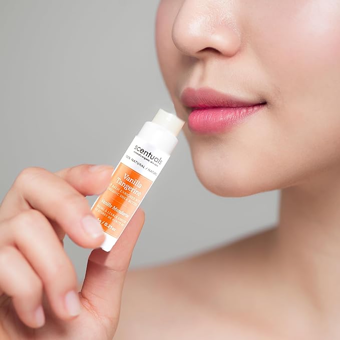 Lip Balm Vanilla Tangerine Set of 3, Made with Shea Butter, Cocoa Butter, Avocado & Jojoba oil, Beeswax, Vitamin E and Essential oil, Moisturizing Lip Care, Cruelty Free Hydration, Natural (3 Pack)-Velvo Beauty