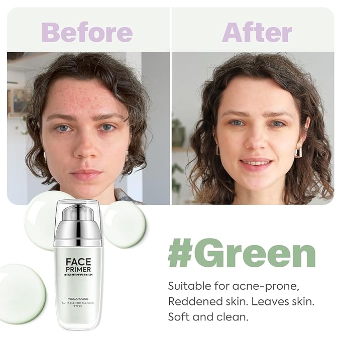 VIOLA HOUSE Face Primer, Tone Adjust Primer For Face Before Makeup-Refined, Bright And Smooth The Skin And Fills Fine Lines (Mint Green)-Velvo Beauty