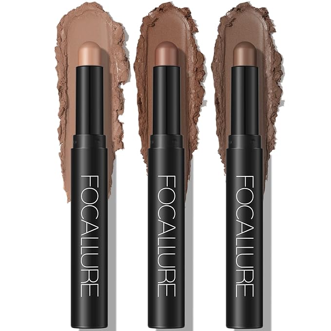 FOCALLURE 3 Pcs Cream Eyeshadow Stick,Matte Eyeshadow Pencil Crayon,Crease-proof Eye Shadow Brightener Sets,Long Lasting Eye Shadow Highlighter Stick Make up (Oh So Nude)-Velvo Beauty