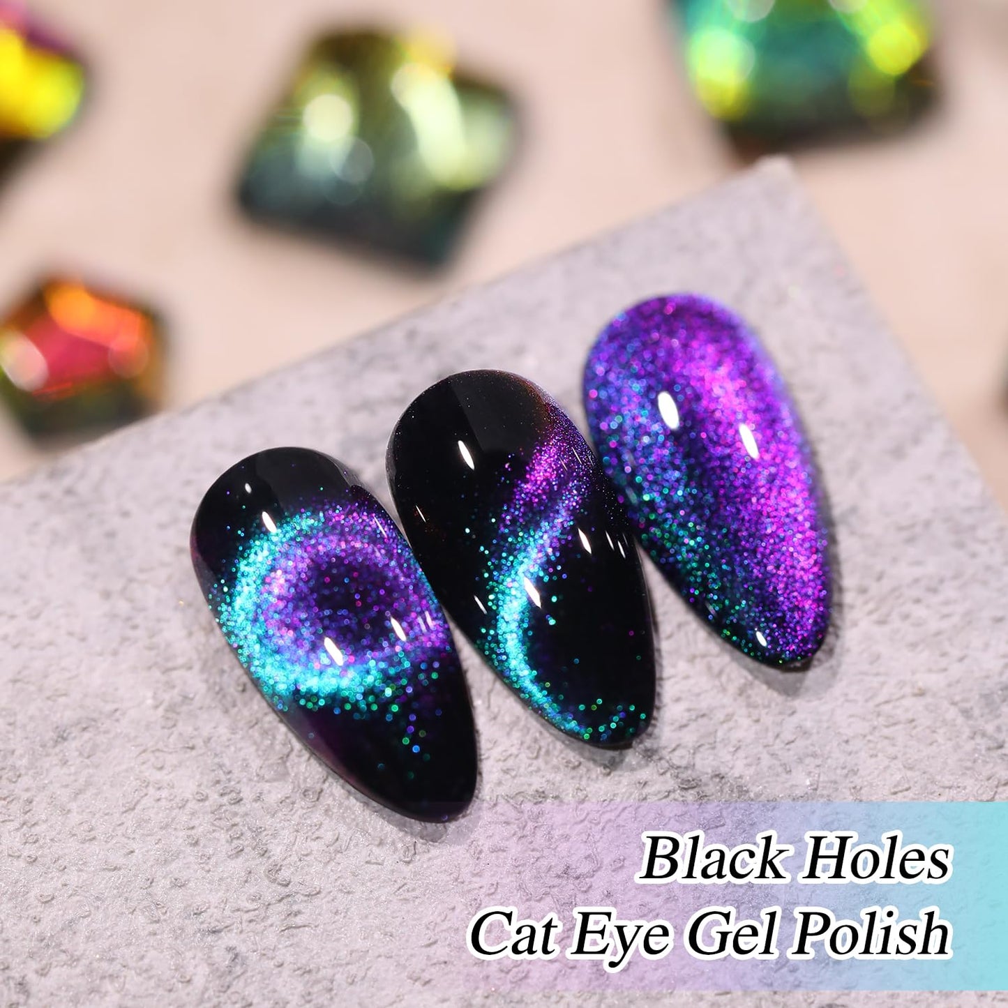 Double Rhythm 6 Colors Cat Eye Gel Polish Set Shimmer Glitter with Magnet Holographic Reflective Magnetic UV Nail Art Kit (6-Kit 27)-Velvo Beauty