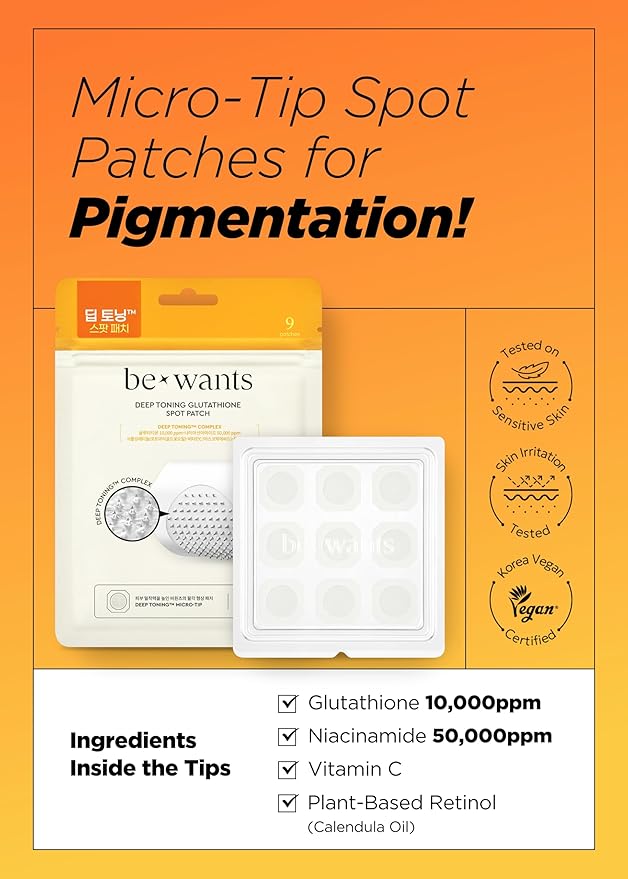 Bewants Deep Toning Glutathione Spot Patch – Micro Tip Patches for Skin Elasticity, Texture & Blemish Care, 9 Patches-Velvo Beauty