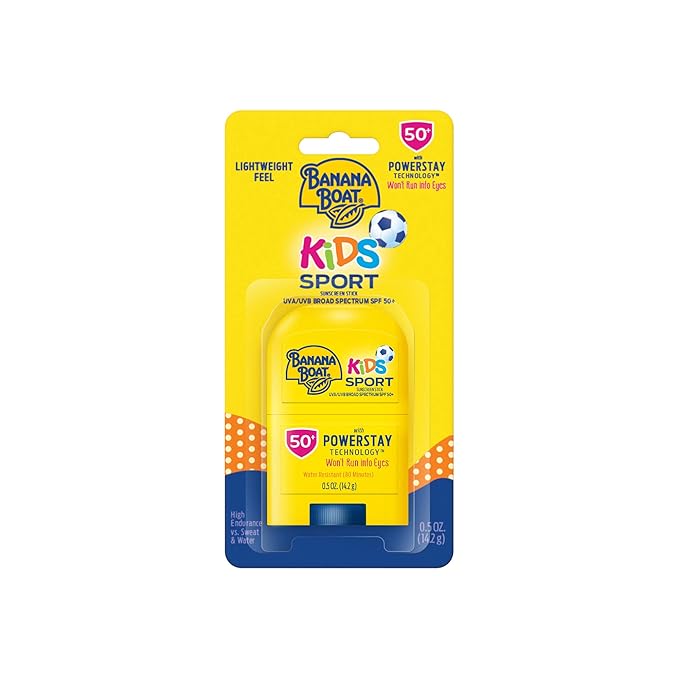 Banana Boat Kids Sport Sunscreen Stick SPF 50 Travel Size 0.5oz & Sport Ultra Sunscreen Lotion SPF 50 Family Size 12oz-Velvo Beauty