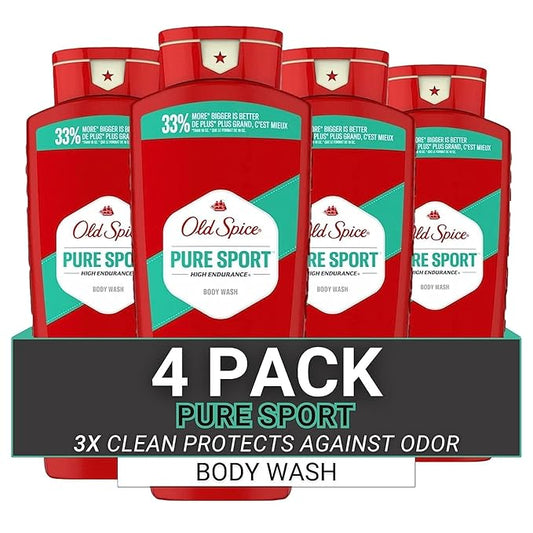 Old Spice Body Wash for Men, High Endurance Pure Sport, 24 Fl Oz (Pack Of 4)-Velvo Beauty