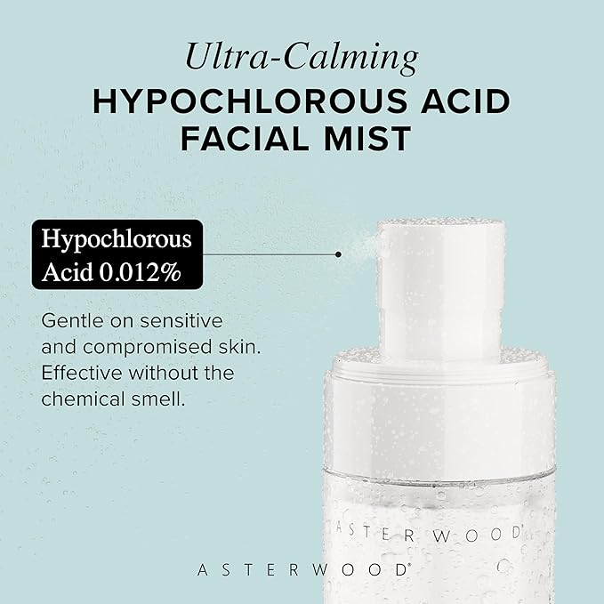 Asterwood Hypochlorous Acid Spray for Face - Targets Acne, Redness, Irritation - Multi-Purpose Skin Repair - Antibacterial, Antimicrobial - After Gym/Post-Workout Facial Mist - 4 Fl Oz-Velvo Beauty