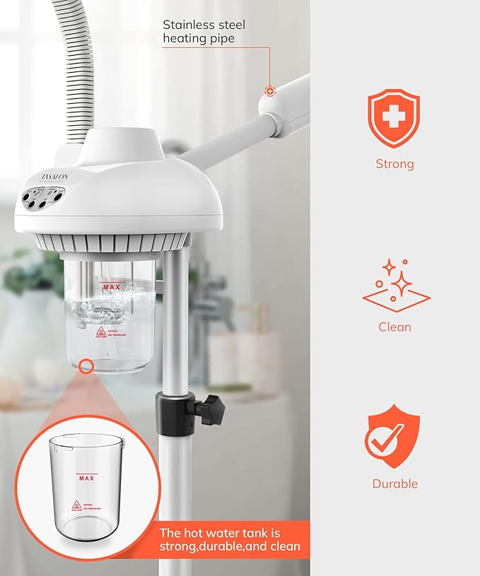 TASALON Professional 2 in 1 Facial Steamer With 5X Magnifying Foldable Arm, Ozone Mist Steamer for Face, Salon Spa Beauty Skin Care Equipment-Velvo Beauty
