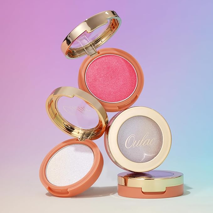 Oulac Luminisers Blush Face & Eyeshadow 2 in 1 Glow,Brighten Skin As Highlighter Makeup, Shimmer Blusher,Buildable and Vegan Cosmetics,4.8g F14 Blue Moon-Velvo Beauty