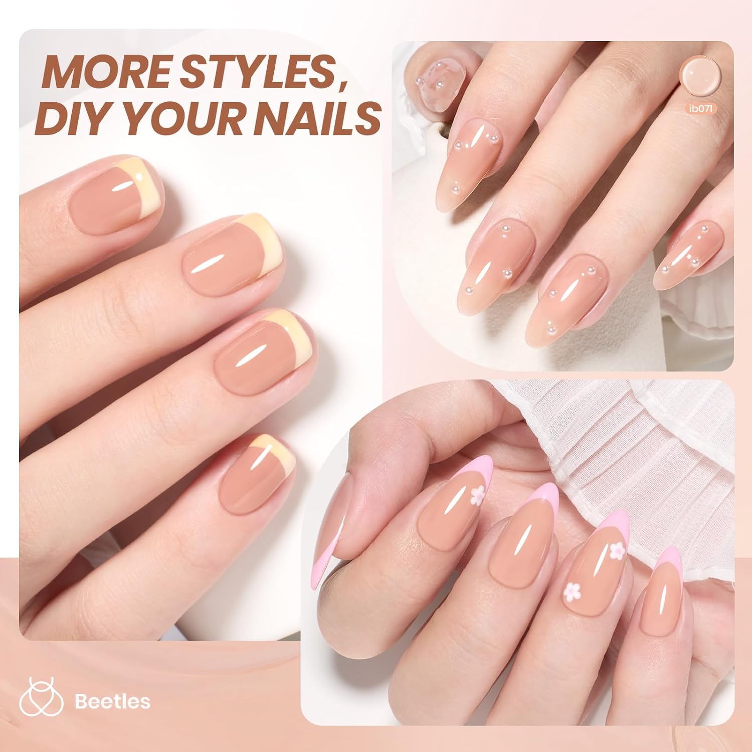 Beetles Nude Gel Nail Polish - 15ml Neutral Brown Base Color Fall Gel Polish Nail Concealer Mocha Sheer Translucent Effect Soak Off UV LED French Nail Art Manicure Gift for Women-Velvo Beauty