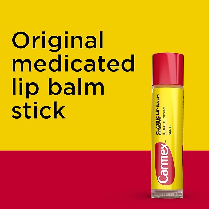 Carmex Classic Medicated Lip Balm Sticks, Lip Moisturizer for Chapped Lips, 9 Count (3 Packs of 3)-Velvo Beauty