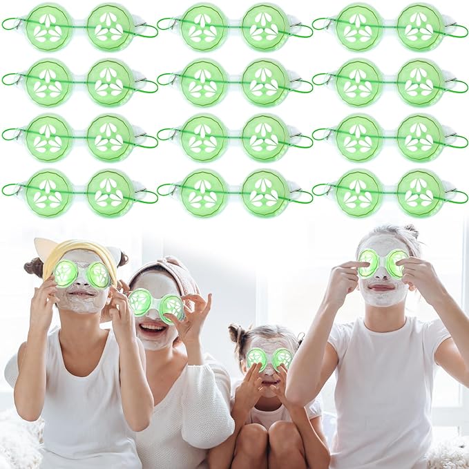 12 Pcs Cucumber Eye Pads Gel Eye Masks Cooling Heating Eye Pads Spa Party Favors Sleepover Party Slumber Party Supplies-Velvo Beauty