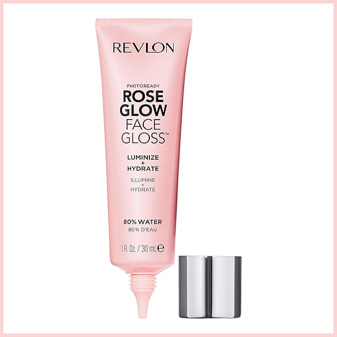 Revlon Face Primer, PhotoReady Face Gloss Rose Glow, Face Makeup for All Skin Types, Hydrates, Illuminates & Moisturizes, Infused with Glycerin & Olive Oil Extract, 80% Water, 1 Fl Oz-Velvo Beauty
