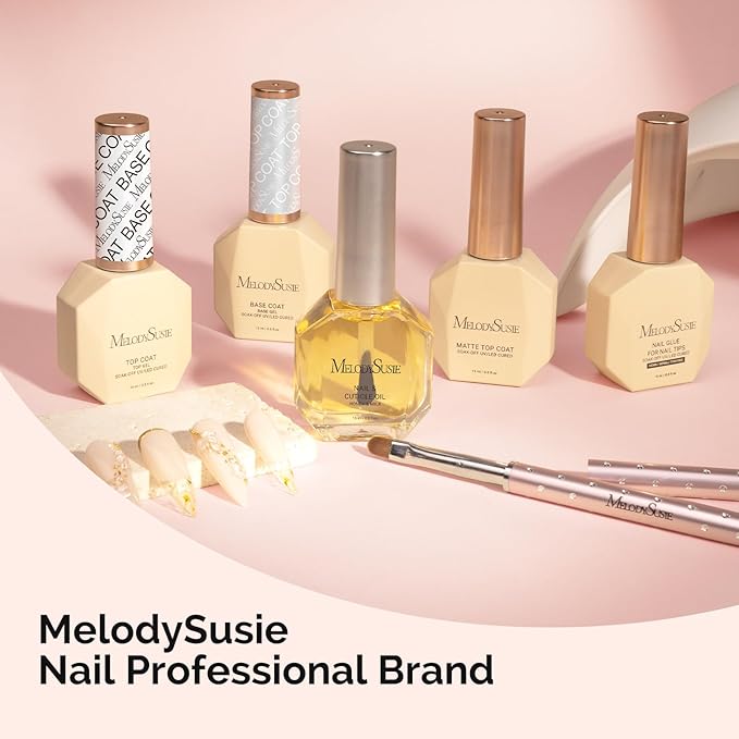 MelodySusie Base Coat Long Lasting Soak Off UV LED Nail Lamp Nail Polish Art Design Manicure Kit Perfect Gifts for Women Girls 1 Pcs 15ml-Velvo Beauty