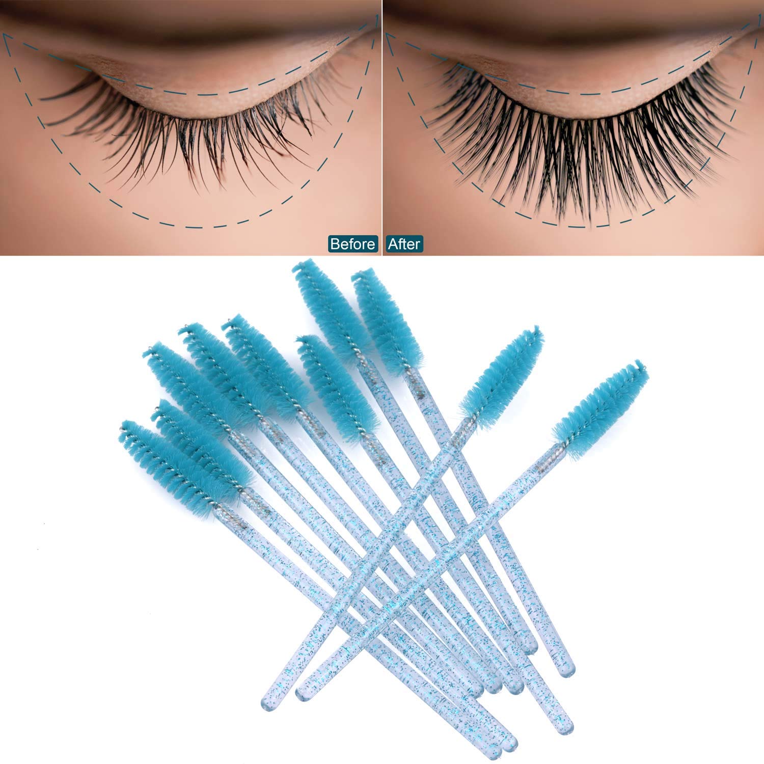 Tbestmax 1000 Disposable Mascara Wands Eyelash Brush Spoolies for Eyebrow Eye Lash Extension Blue-Velvo Beauty