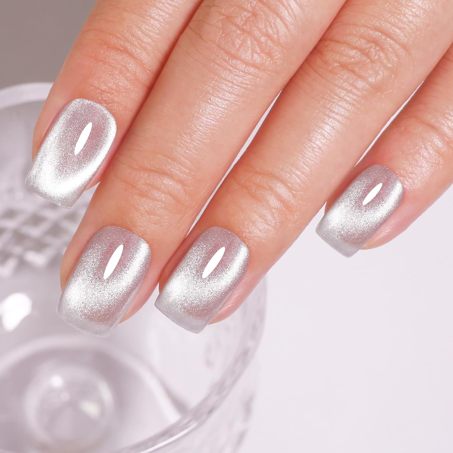 Imtiti Cat Eye Gel Nail Polish, Sliver Holographic Magnetic Crystal Nail Gel Polish With Magnet Glittery Galaxy Spring Summer Kit Soak Off UV Led 10ML-Velvo Beauty