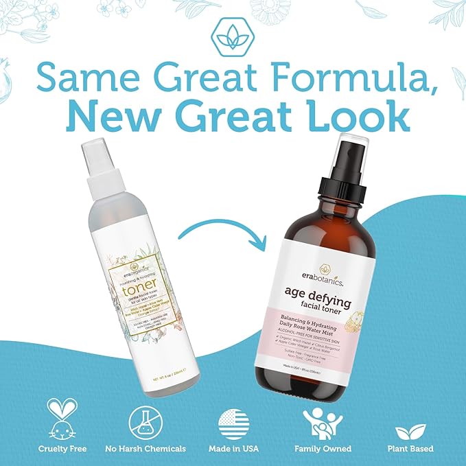 Era Organics Hydrating Toner for Face - Refreshing and Balancing Anti Aging Facial Mist with Rose Water, Apple Cider Vinegar, Witch Hazel-Velvo Beauty