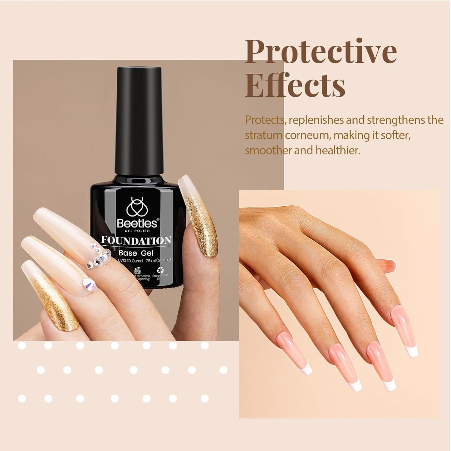 Beetles Gel Top Coat Base Coat and Cuticle Oil Set 3Pcs, No Wipe Top Gel Glossy Shine Long Lasting, Cuticle Oil Care for Dry Damaged for Stronger Nails-Velvo Beauty