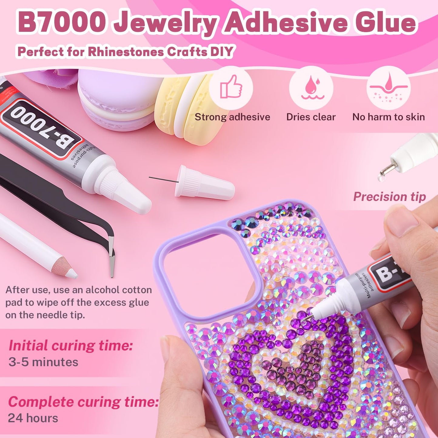 20000Pcs Purple Rhinestones for Bedazzling with 1Pcs B7000 Jewelry Glue, Resin Rhinestones for Crafting Crafts DIY, Bedazzler Kit Gems for Clothing Shoes Tumblers Nail Art Assorted Size 3/4/5/6mm-Velvo Beauty