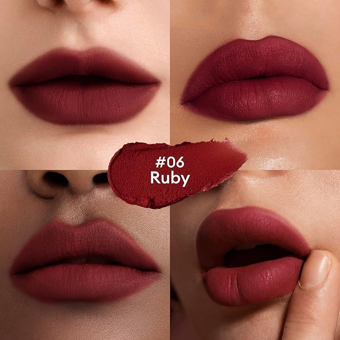 ITY Velvet Matte Finish Lip Stain-Mousse Textured Lip Clay, Conceals Lip Lines, Rich Pigment Lip Tint Lipsticks,2 Pack, 0.14 oz (4g) in Ruby, Radiance-Velvo Beauty