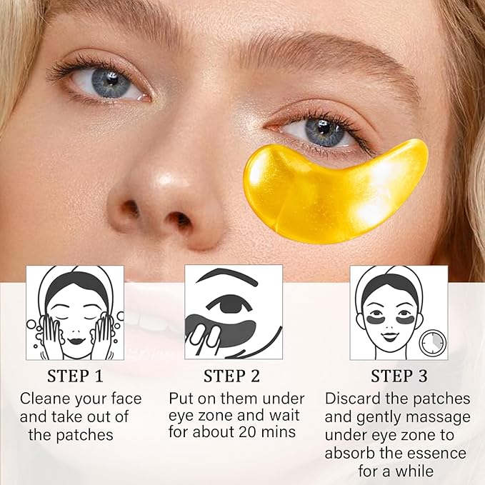 25 Paris Under Eye Patches Eye Mask for Puffy Eyes, Reducing Dark Circles, Anti-Aging & Refreshing, Collagen Eye Mask Eye Pads for Skin Care, 24K Gold-Velvo Beauty