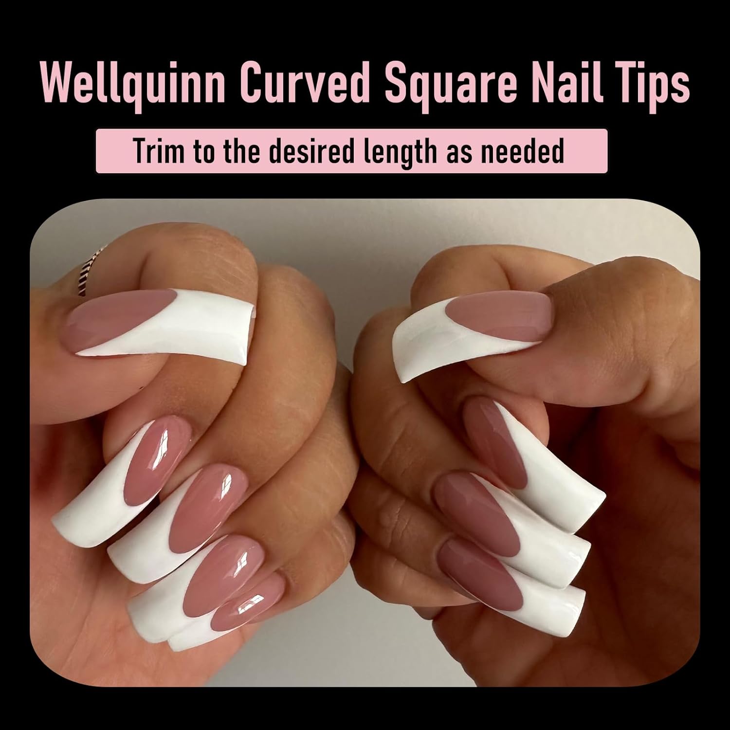 Curved Nail Tips Square Press on Full Cover Thicker Extra Curve Gel x Thick Long Acrylic Fake Nails, Clear Hard Gel French XXL False Nails for Nail Extension 12 Sizes 240 Pcs Q54 Pro-Velvo Beauty