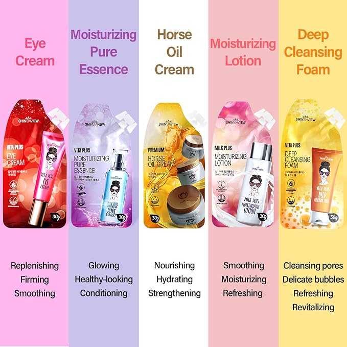 Skin Hydrating Kit Travel Mini Size 5 STEP Skincare Set for Healthier 30 Days Supply with Pouch-Velvo Beauty