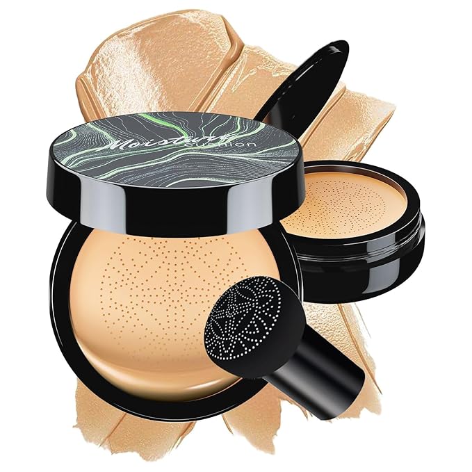 Mushroom Head Air Cushion CC Cream - BB Cream Face Makeup Foundation for Mature Skin Moisturizing Concealer Brighten Long-Lasting, Even Skin Tone for All Skin Types (Buff Beige)-Velvo Beauty