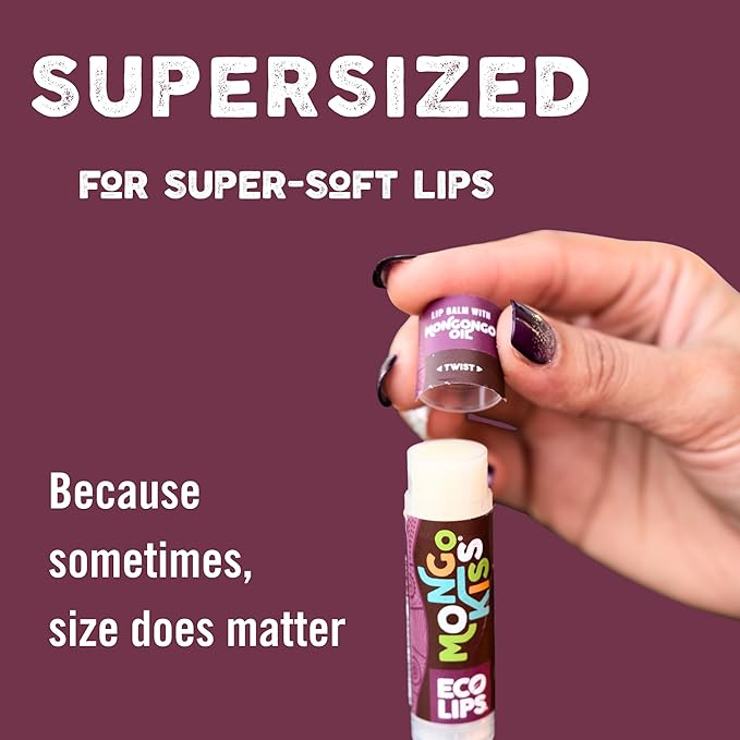 Eco Lips Mongo Kiss Organic Lip Balm 7 Pack - Blood Orange, Black Cherry, Pomegranate, Vanilla Honey, Peppermint, Strawberry Lavender, Yumberry | Mongongo Oil to Soothe & Moisturize Dry, Cracked Lips-Velvo Beauty