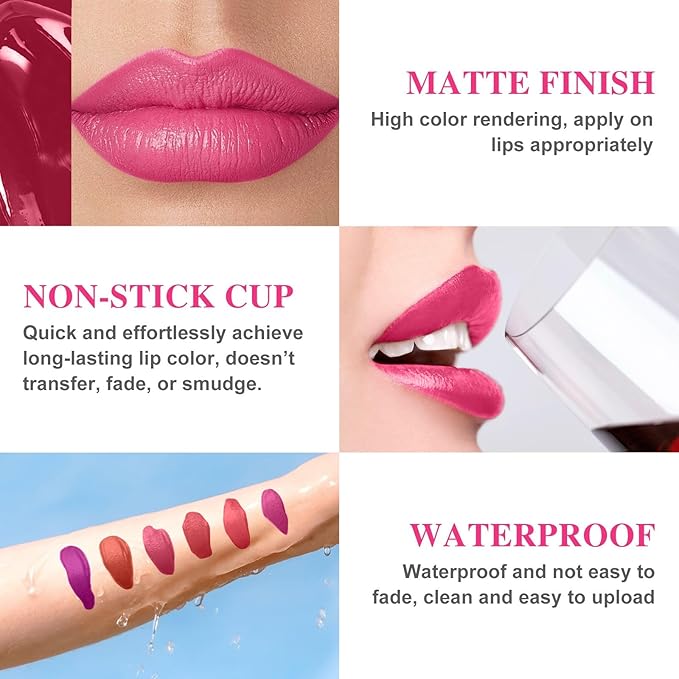 Lip Stain - Lip Stain Peel Off Long-Lasting with Matte Finish Waterproof & Transfer-Proof, Lip Liner Moisturizing & Nourishing Non-Stick Cup Highly Pigmented Color Lip Tint (04 Rose)-Velvo Beauty