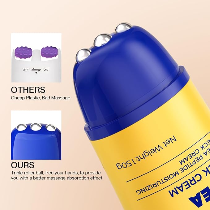 Z:SEA Neck Firming Cream with Roller - Anti-Aging Treatment, Hydrating & Tightening with Collagen, Vitamin C, Hyaluronic Acid, Reduces Wrinkles, Lifts & Firms Skin for Youthful Look, 5.29 fl oz-Velvo Beauty