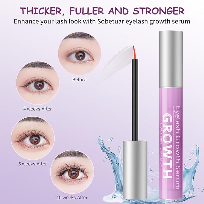 Eyelash Growth Serum Volumizing Lash Serum For Eyelash Growth Longer & Thicker Lash Enhancing serum With Natural Formula Vegan & Cruelty-Free (5mL)-Velvo Beauty
