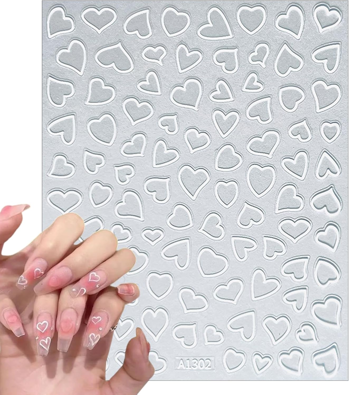 6 Sheets Valentine's Day Heart Nail Art Stickers Decals 3D Self-Adhesive Nail Decals Cute Red and Black Hollow Out Heart Nail Supplies for Women and Girls Valentines DIY Manicure Decorations-Velvo Beauty