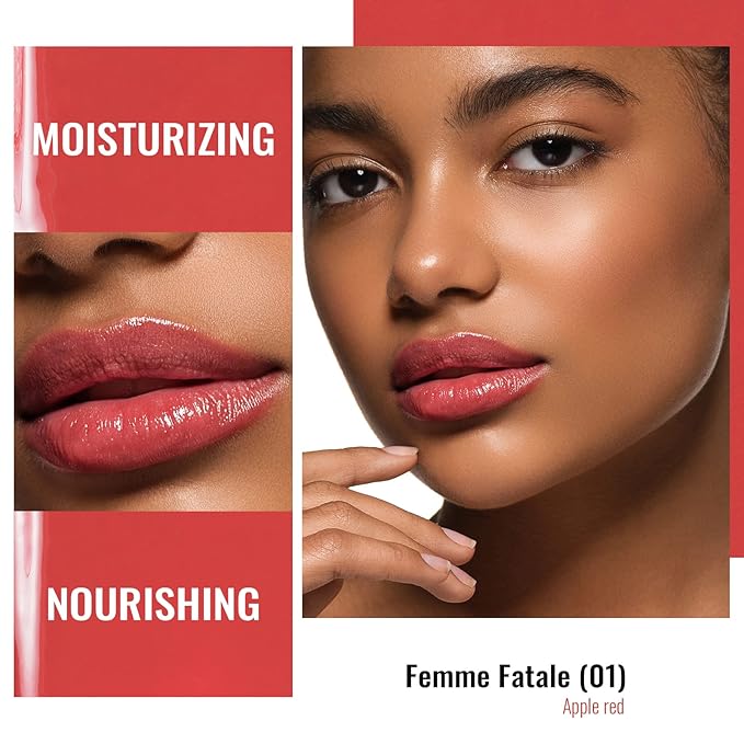Oulac Apple Red Lipstick - Moisturizing Lip Stick Glossy Solid Shine Lip Gloss, Sheer Shine Juicy Finish, Lightweight and Hydrating Formula for Dry Lip Care, Vegan 2.2g/0.07oz (01)-Velvo Beauty